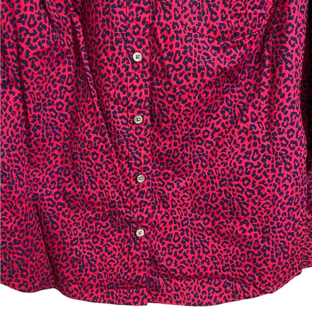 J. Crew Red Leopard Print Button Down Blouse Sz - image 4